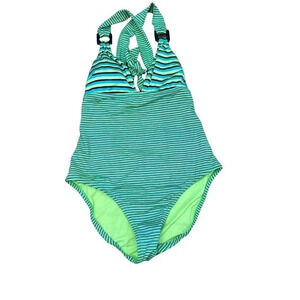 Nanette Lepore Women's Blue Sleeveless Crossback One Piece Swimsuit Size Medium